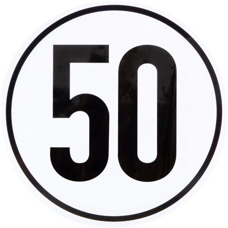 Naklejka z ograniczeniem prędkości pojazdu: 50 km/h Ø 200 mm BF50