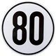 Naklejka z ograniczeniem prędkości pojazdu: 80 km/h Ø 200 mm BF80