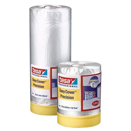 Folia zabezpieczająca z taśmą malarską Easy Cover® uniwersalna precyzyjna PE 2 w 1, 33 m x 550 mm T043650000001 4042448182494