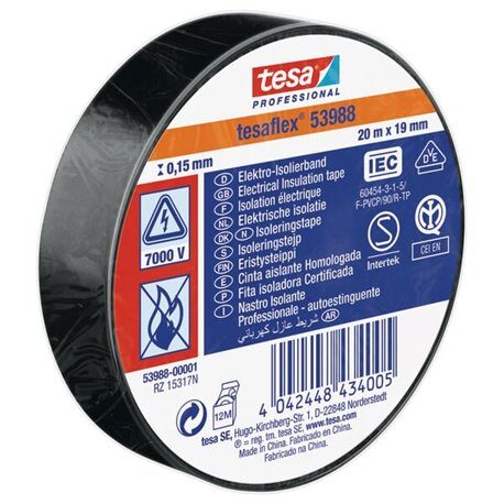 Taśma izolacyjna, czarna, 20 x 19m TesaFLEX® T539880000100 4042448434005