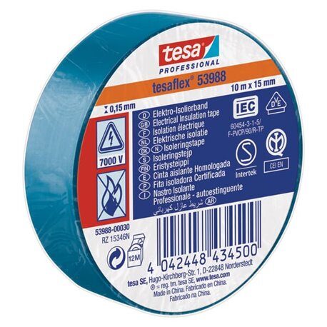 Taśma izolacyjna, niebieska, 10 m x 15 mm TesaFLEX® T539880003000 4042448434500