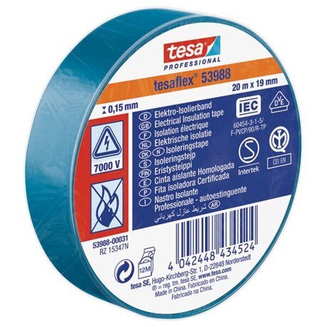 Taśma izolacyjna, niebieska, 20 m x 19 mm TesaFLEX® T539880003100 4042448434524