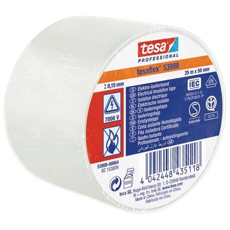 Taśma izolacyjna, biała, 25 m x 50 mm TesaFLEX® T539880006400 4042448435118