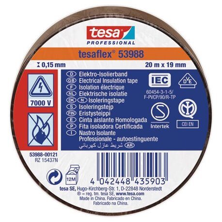 Taśma izolacyjna, brązowa, 20 m x 19 mm TesaFLEX® T539880012100 4042448435903