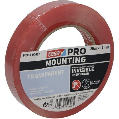 Taśma montażowa PRO przezroczysta 25 m x 19 mm T669650000200 4063565116285