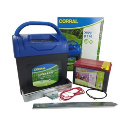 Elektryzator bateryjny Corral B 170, 0,22 J + Bateria chlorkowa do elektryzatora, 9 V, 55 Ah, Kerbl
