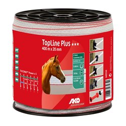 Taśma ogrodzeniowa pastucha TopLine Plus 20 mm 400 m biało-czerwona AKO