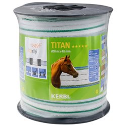 Taśma ogrodzeniowa TITAN, 200m x 40mm, biało-zielona, Kerbl