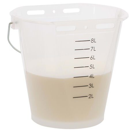 Wiadro do pojenia cieląt, "Food Safe", ze skalą, 8 l transparentne, białe, Kerbl
