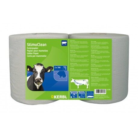 Papier do higieny wymion Stimu Clean, do pracy na sucho, 2 x 780 list., Kerbl 15798
