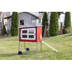Mobilny domek dla kur, Mobile Coop, 111 x 116 x 141 cm, drewno, czerwony, Kerbl 81738