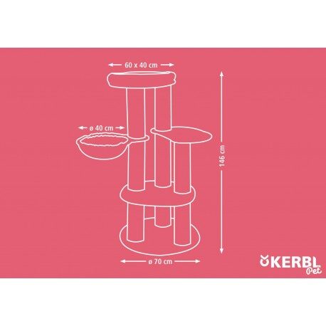 Drapak dla kota, Benji, 70 x70 x 146 cm, szaro/brązowy, Kerbl 84450