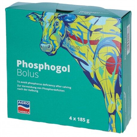 Bolus fosforowy dla krów zagrożonych zaleganiem, Phosphogol, 4 x 185 g, Agrochemica 15987
