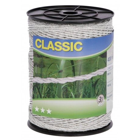 Plecionka ogrodzeniowa CLASSIC, 400 m x 2,5 mm, biała, Kerbl 449113
