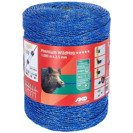 Plecionka ogrodzeniowa na dziki PREMIUM WILD HOG, 2,5mm x 1000 m, niebieska, AKO