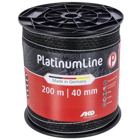 Taśma ogrodzeniowa 40 mm / 200 m PlatinumLine AKO czarno-biała