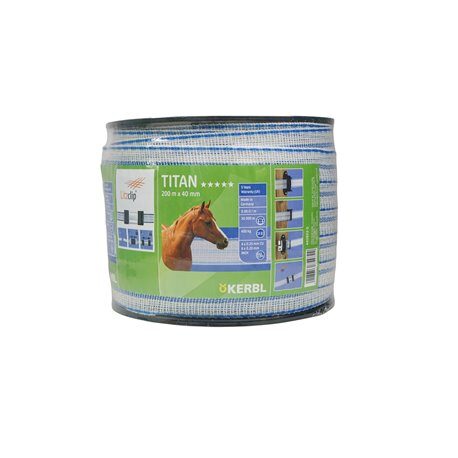 Taśma ogrodzeniowa TITAN 40mm x 200m, biało - niebieska , Kerbl