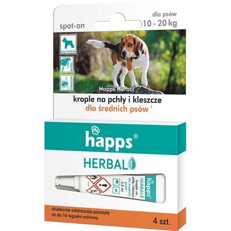Herbal - krople na pchły i kleszcze dla średnich psów, 10-20kg